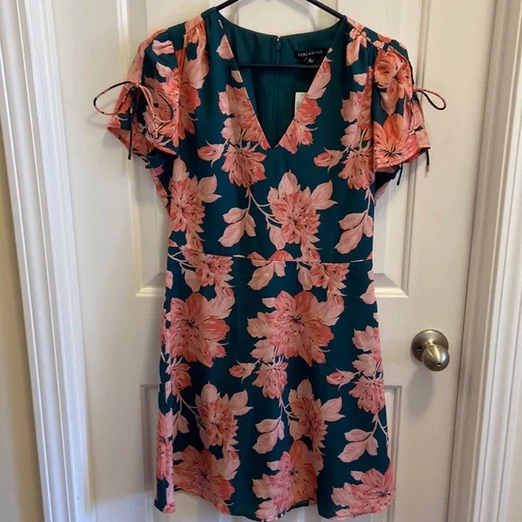 NWT JCREW Mercantile Green and Pink Floral Dress Sz 4 - Picture 1 of 4